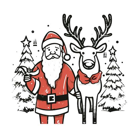 Merry Christmas Santa And Reindeer Vector Illustration Christmas