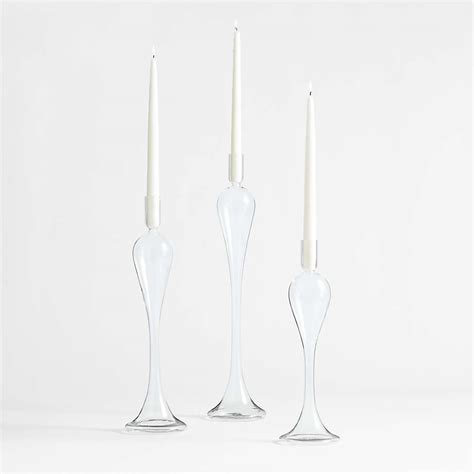 Milano Clear Glass Taper Candle Holders Set Of 3 Reviews Crate And Barrel