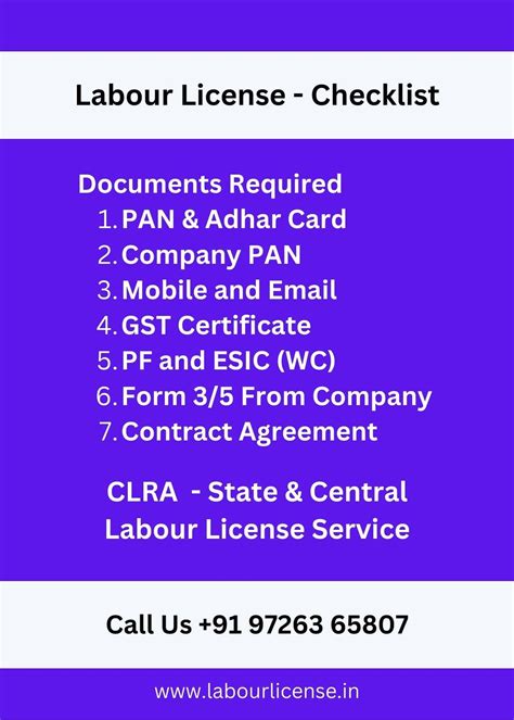 Required Documents For Labour License Registration Clra Act