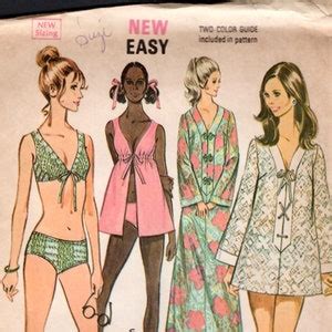 Easy Misses Bikini Bathing Suit And Cover Up In Two Versions Mccalls Sewing Pattern 2352 Size
