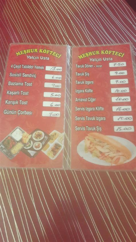 Menu At Me Hur K Ftec Yal In Usta Ankara