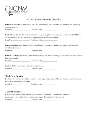 Free Editable Event Checklist Templates In Ms Word Doc Pdffiller