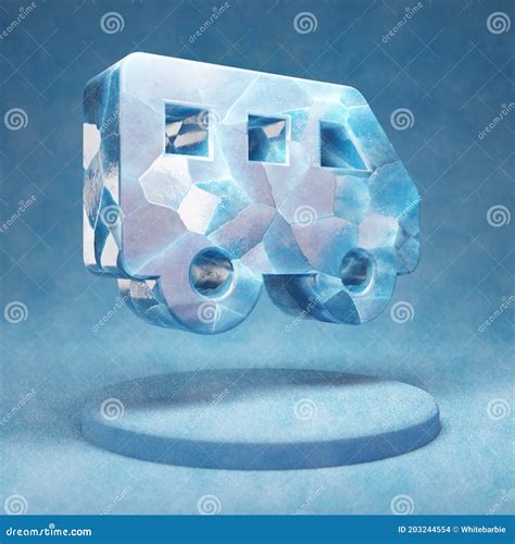 Shuttle Van Icon Cracked Blue Ice Shuttle Van Symbol On Blue Snow