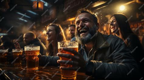 Premium Ai Image Close Up Of Young Man Holding Glasses Of Beer While