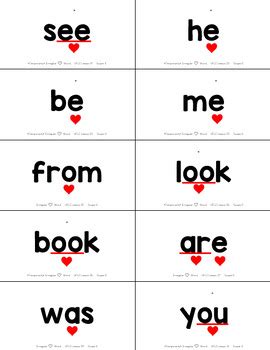 UFLI Aligned K 2 Irregular Heart Word Cards TPT