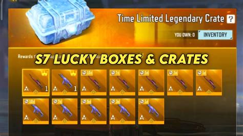 ALL CRATES LUCKY BOXES WITH ODDS CODM SEASON 7 2023 COD MOBILE