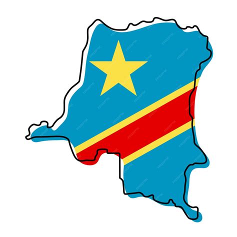 Mapa De Contorno Estilizado De La República Democrática Del Congo Con El Icono De La Bandera