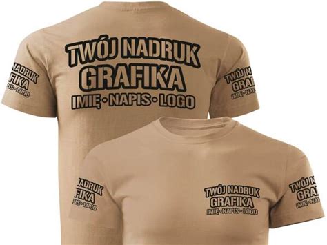 Koszulka T shirt z własnym nadrukiem piaskowa Odblaskowo pl