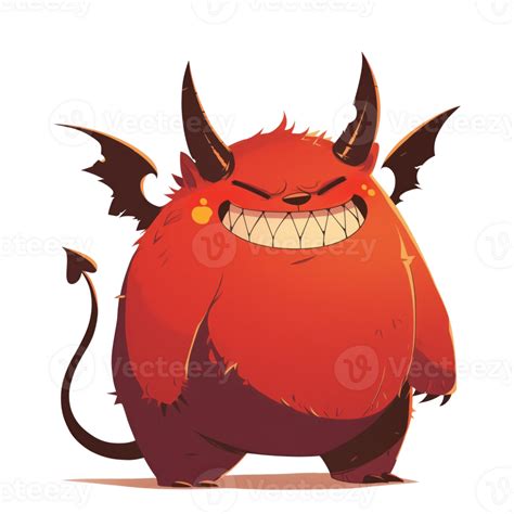 Happy Smile Red Demon Character Illustration 48770901 Png