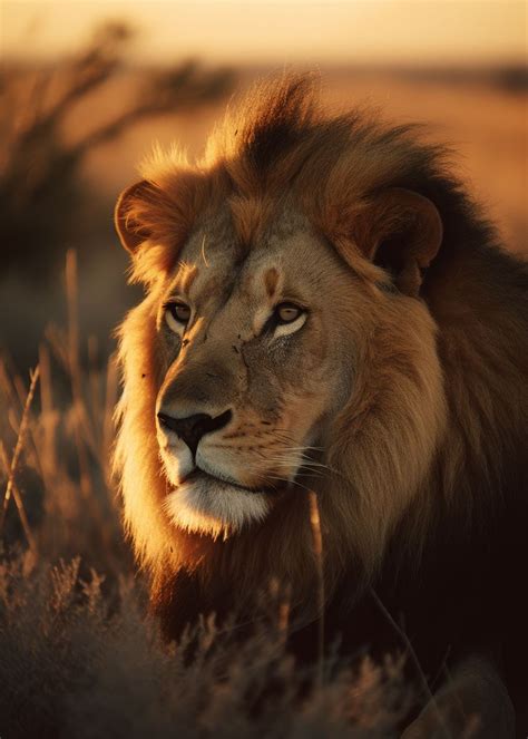 Lion Wildlife Portrait Poster By Five Senses Art Displate