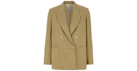 Nude Linen Blazer In Green Lyst