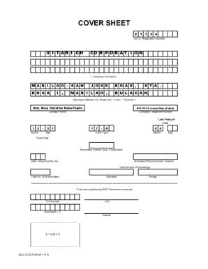 Fillable Online COVER SHEET For SEC FORM 20 IS SEC Registration Number