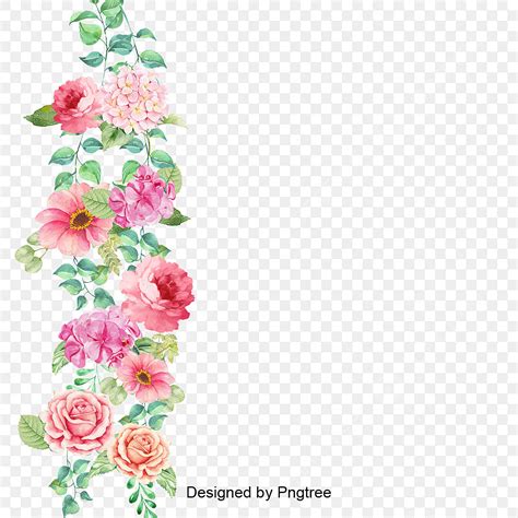 Flower Border White Transparent, Flower Border Vector, Flower Border ...