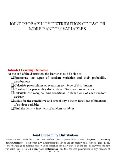 Joint Probability Distribution Pdf