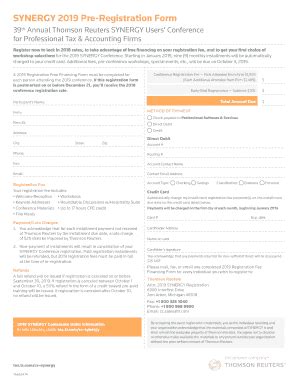 Fillable Online Synergy Pre Registration Form Fax Email Print