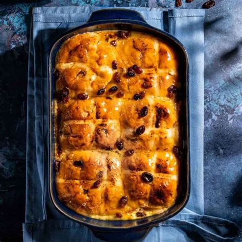 Hot Cross Bun Bread And Butter Pudding