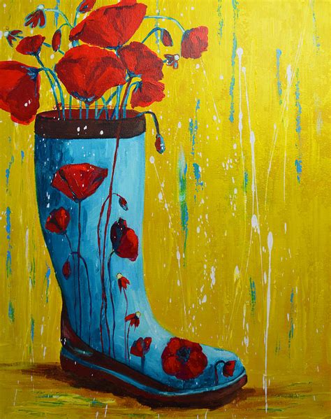 Rain Boot Series Unusual Flower Pots Painting By Patricia Awapara