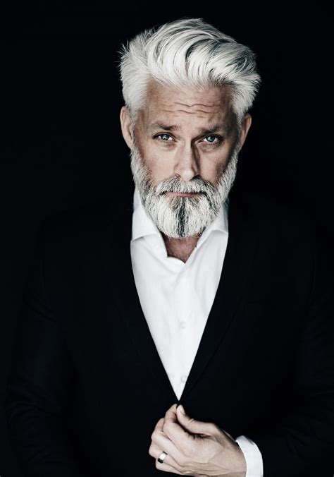 Bearded Gray Silver Haired Swede Model 45 Years Old Beard Look