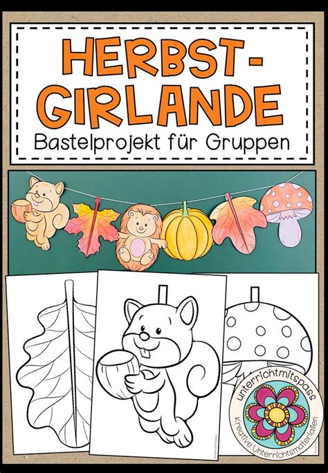 Herbst Girlande Bastelprojekt Unterrichtsmaterial in den Fächern