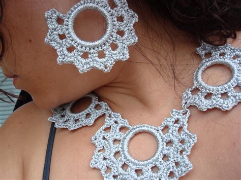 Crochet And Knitting Whith Love Lacy Crochet Earrings And Nacklace Set