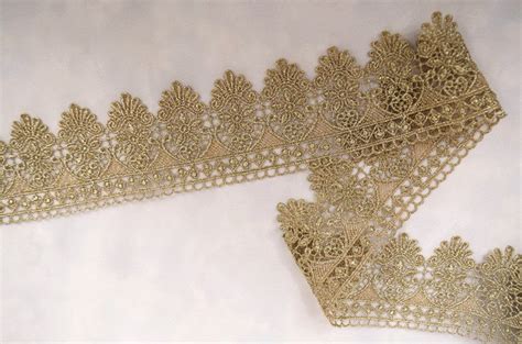 Scalloped Metalic Gold Lace Trim Gold Lace Fabric Golden Venise Lace