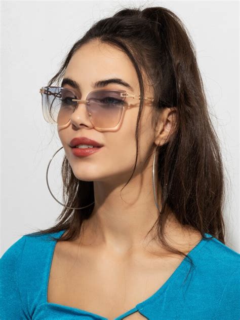 Gafas De Sol Cuadradas Sin Marco De Metal Para Mujer Lentes