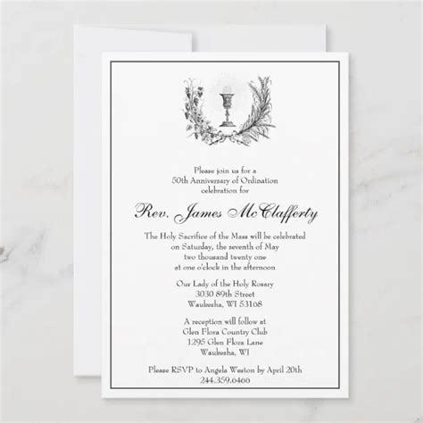 Catholic Elegant Priest Ordination Anniversary Invitation Zazzle