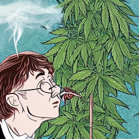 Harry Potter Smoking Weed Surrounded By Weed Plants Stable