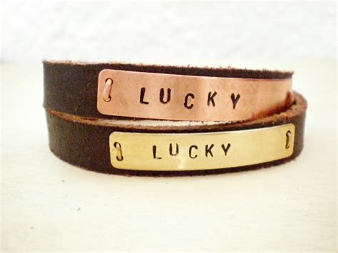 Custom Hand Stamped Jewelry Personalized Leather Cuff Bracelet On Luulla