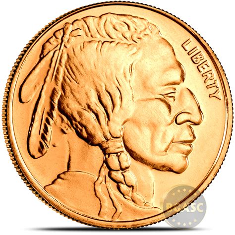 Oz Indian Head Copper Round New L Bgasc