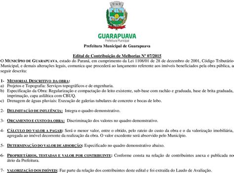 Prefeitura Municipal de Guarapuava PDF Download grátis