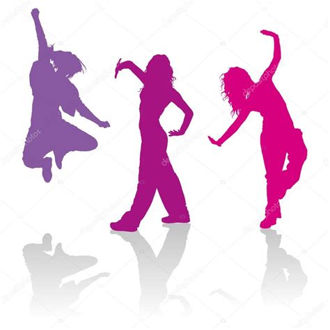 Silhouettes of girls dancing hip hop dance Stock Illustration by ...