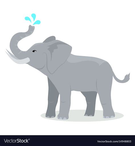 Elephant Cartoon Icon In Flat Design Royalty Free Vector