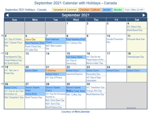 September Calendar Canada Ally Moselle