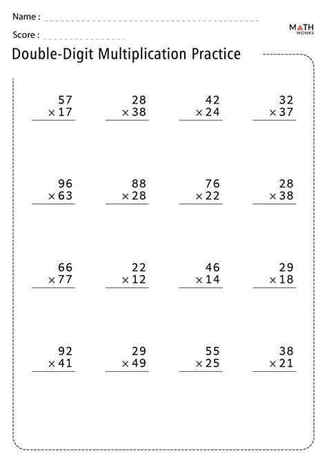 Double Digit Multiplication Worksheets Pdf