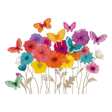 Flores En Vinilo Para Pared Con Mariposas Murales De Pared