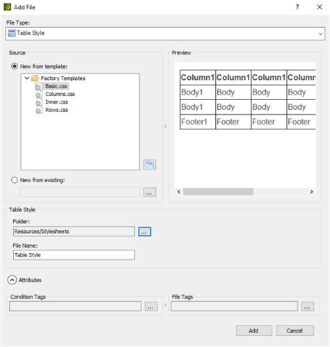 creating  table style