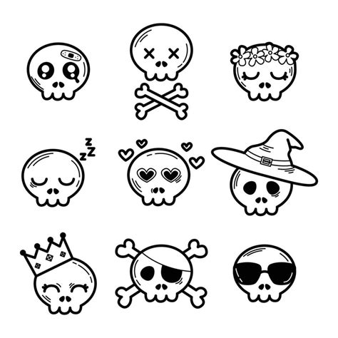 Skull Cute Doodle 10792857 Vector Art at Vecteezy