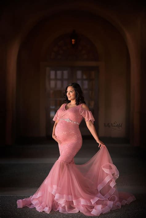 Sexy See Thru Lush Ruffles Tulle Maternity Dress For Photography Long