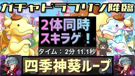 【パズドラ】ガチャドラプリン降臨！2体同時スキラゲ四季神葵ループ編成！ │ パズドラの人気動画や攻略動画まとめ パズル＆ドラゴン徹底研究