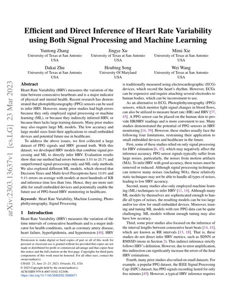 Pdf Efficient And Direct Inference Of Heart Rate Variability Using