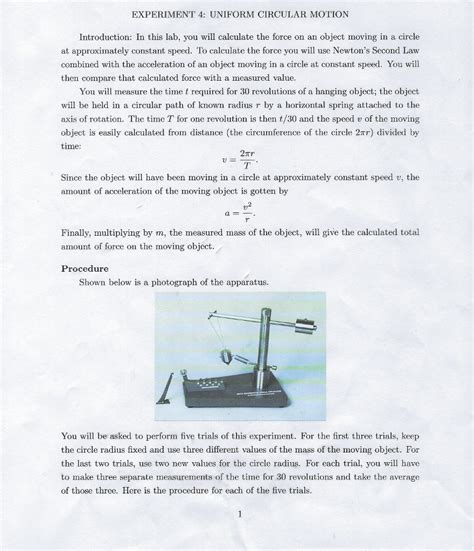 Solved Experiment Uniform Circular Motion Introduction Chegg