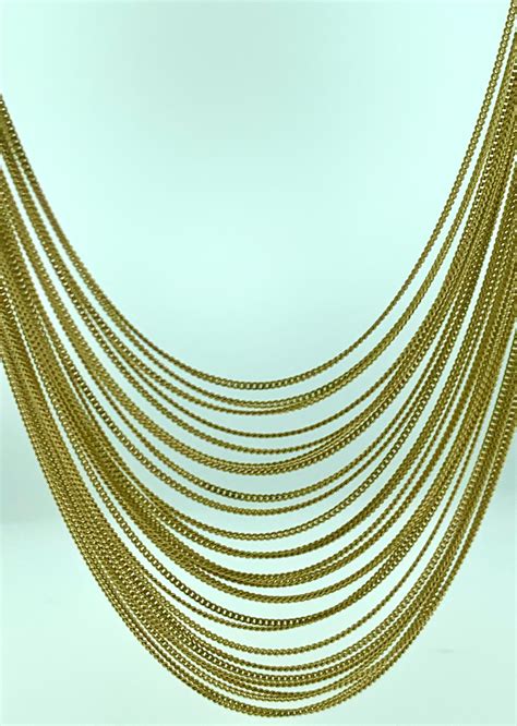 Gucci Karat Gold Multi Strand Long Lariat Necklace Diamond Clasp