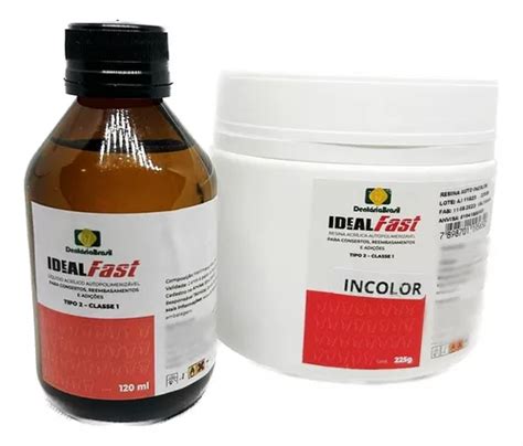 Kit Resina Acrílica Pó 225g Incolor Líquido 120ml Prótese