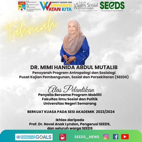 Ucapan Tahniah Kepada Dr Mimi Hanida Abdul Mutalib Pusat Kajian