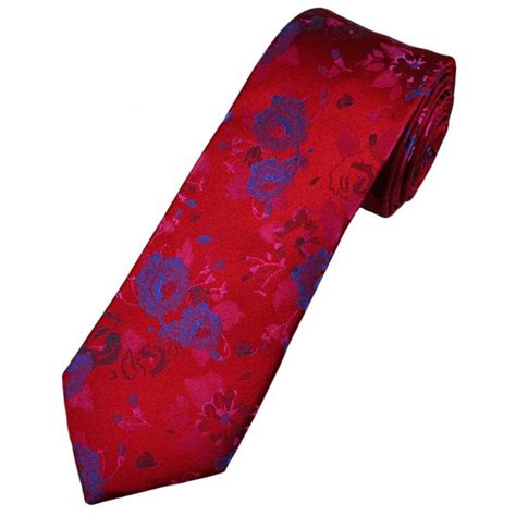 Tresanti Reale Red Royal Blue Fuchsia Pink Roses Flower Pattern Men