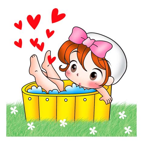 Cartoon Girl Taking A Bath