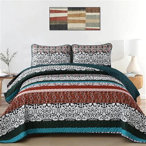 Amazon Djy Boho Quilt Set King Size Bohemian Striped Bedspread