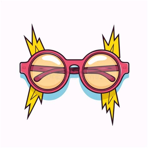 Groovy Female Eyeglasses Sticker Vector Illustration Cartoon