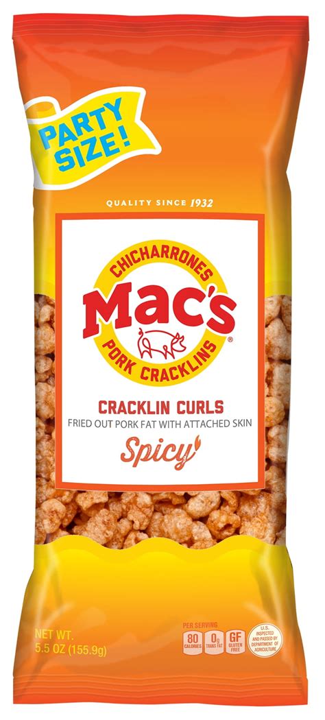 Mac S Spicy Crispy Fried Pork Cracklin Curls Party Size Oz Bag